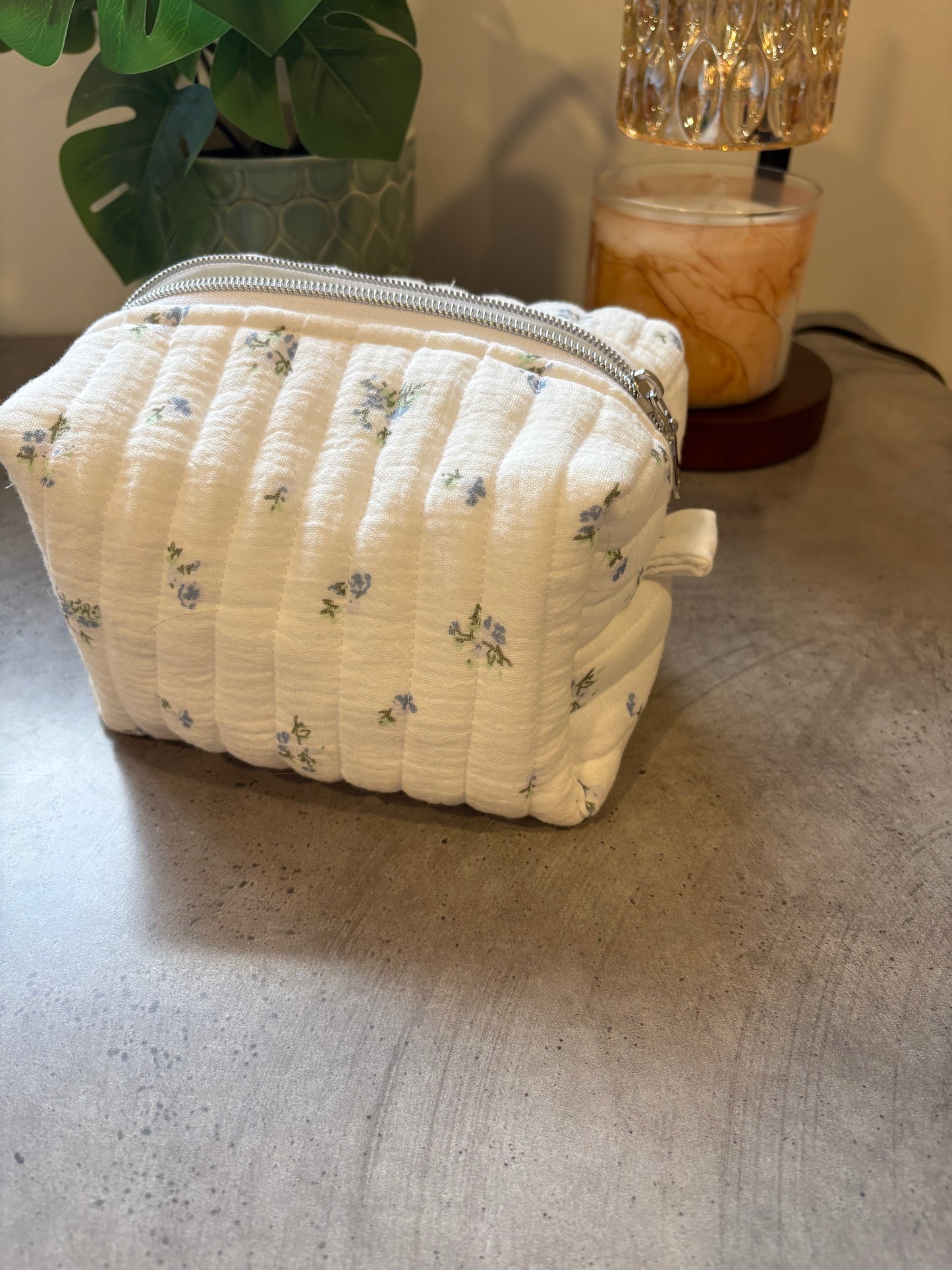 Blue Floral Boxy Pouch