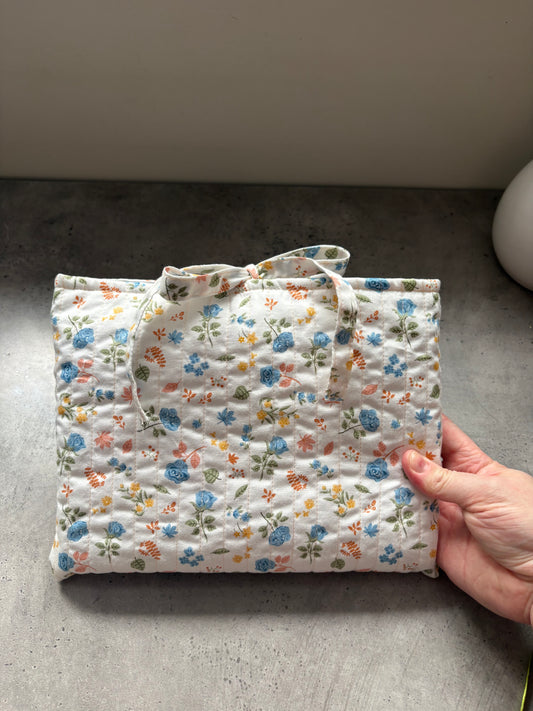 Blue floral book sleeve