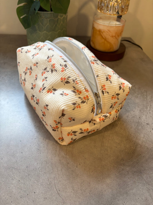 Orange Floral Makeup Pouch
