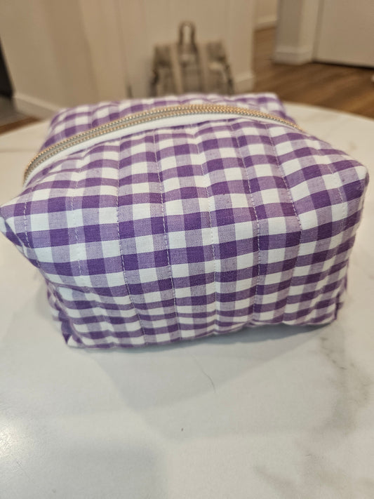 Purple Gingham Makeup Pouch