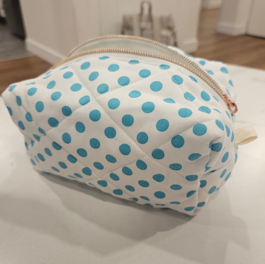 Blue Polkadot Makeup Pouch